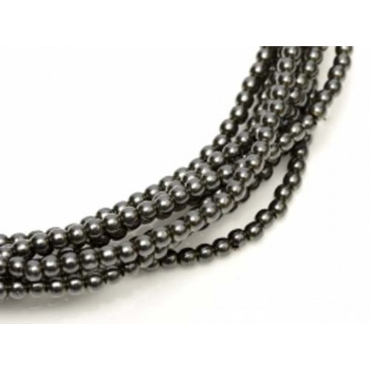 Charcoal Shiny 2mm Glass Pearls, Approx 150 Beads
