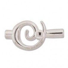 Small Glue In Toggle Swirl, Silver Plated, 3.2mm I.D