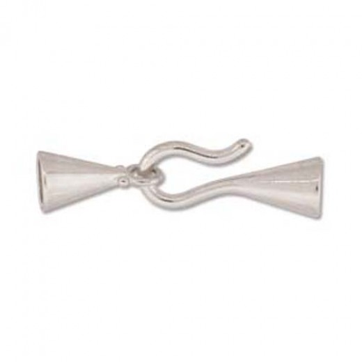 Large Hook & Eye Clasp, I.D 6.2mm, Silver Plated, 2 Clasps