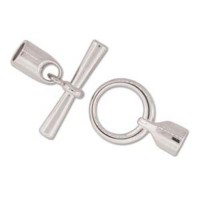 Large Glue-in Toggle Clasp, I.D 6.2mm, Silver