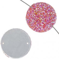 Dazzle-it Resin Sew-on sugar stone round, 22mm, Fuchsia AB, 4 Pieces