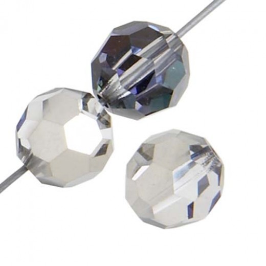 8mm Round Half Coated Heliotrope Preciosa Crystals on 5" Strand 