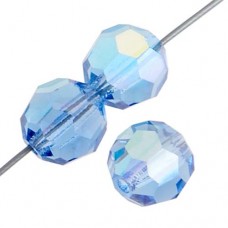 Sapphire AB Preciosa 6mm Round Crystals on 5" Strand, 21 pieces