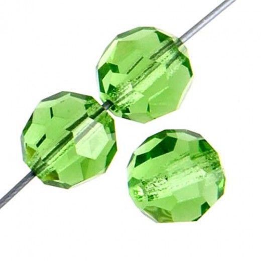 Peridot Preciosa 6mm Round Crystals on 5" Strand, 21 pieces