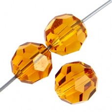 Topaz Preciosa 6mm Round Crystals on 5" Strand, 21 pieces