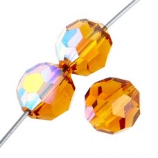 Topaz AB Preciosa 6mm Round Crystals on 5" Strand, 21 pieces