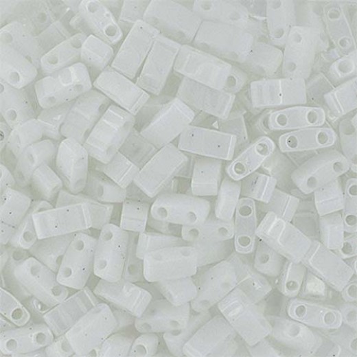 White Opaque Half Tila Beads, colour 0402,  5.2gm approx.
