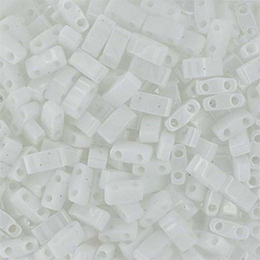 White Opaque Half Tila Beads, colour 0402,  5.2gm approx.