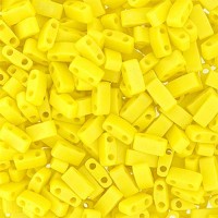 Lemon Yellow Opaque AB Matte Half Tila Beads, colour 0404FR,  5.2gm approx.