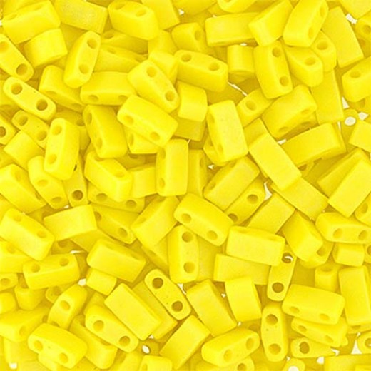 Lemon Yellow Opaque AB Matte Half Tila Beads, colour 0404FR, 50 Grams approx.