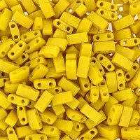 Mustard Opaque Matte Half Tila Beads, colour 2311, 50 Grams approx.