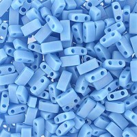 Light Blue Opaque AB Matte Half Tila Beads, colour 0413FR, 50 Grams approx.