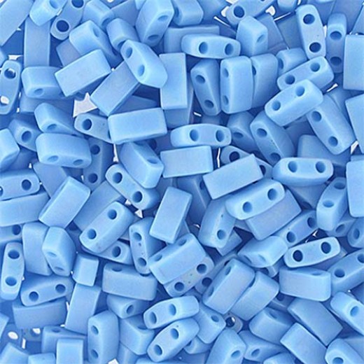 Light Blue Opaque AB Matte Half Tila Beads, colour 0413FR, 5.2gm approx.