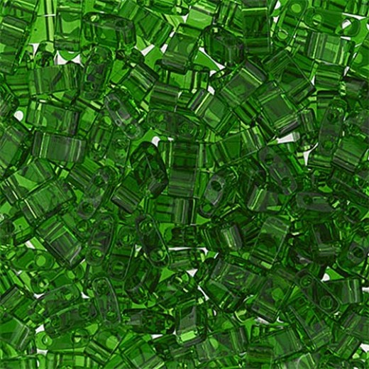 Light Emerald Transparent Half Tila Beads, colour 0146, 50 Grams approx.