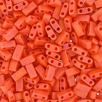 Coral Opaque Matte AB Half Tila Beads, colour 0406FR, 5.2gm approx.