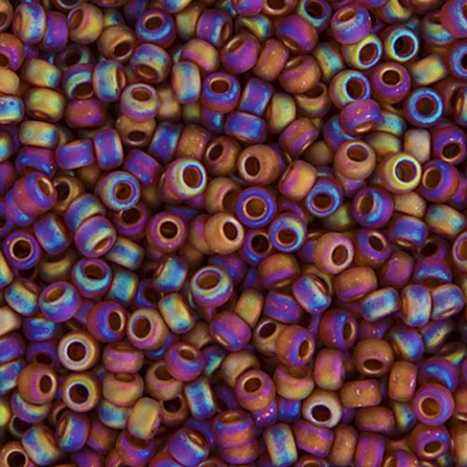 Dark Topaz AB Matte Transparent, Miyuki 11/0 Seed Beads, Colour 0134FR, 22g Approx