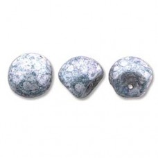 White Terracota Blue Mushroom Bead 9x8mm - 30 beads