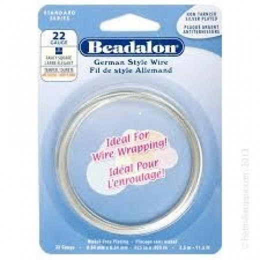 22 Gauge Fancy Square German Wire,  3.5M, Silver Plated