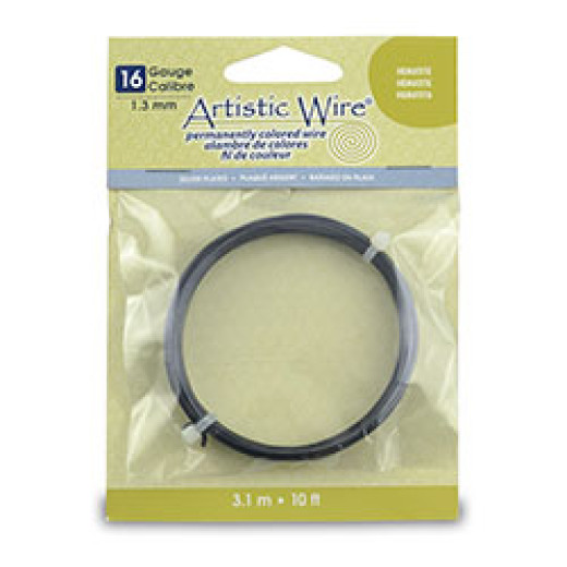 Hematite Colour, 10ft (3m) 16ga 1.3mm Silver Plated Artistic Wire Hematite Colour, 10ft (3m) 16ga 1.3mm Silver Plated Artistic Wire