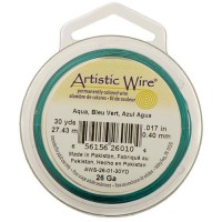 Beadalon 26 Gauge Artistic Wire, Aqua, 30 Yards. AWS-26-01-30YD