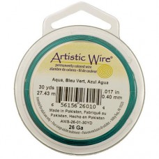 Beadalon 26 Gauge Artistic Wire, Aqua, 30 Yards. AWS-26-01-30YD