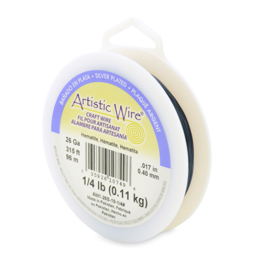 Hematite Silver Plated 26ga Artistic Wire, 315ft (96m)