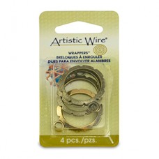 Artistic Wire Wrapper, 28 mm (1.1 in), Round, Antique Brass, 4 pc A300R-014