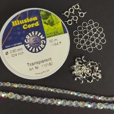 Make Your Own Illusion Necklace Bundle With Czech Round Crystals - Crystal AB