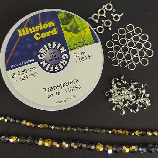 Make Your Own Illusion Necklace Bundle With Czech Round Crystals - Aurum Half-Coated