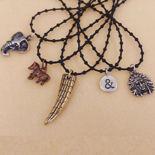 Beadalon Rubber Ball Chain Necklaces and 5 Pendants Bundle