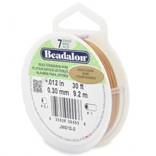 Gold Colour 0.012" 7 Strand Beadalon Beading Wire, 30ft Reel, JW01G-0