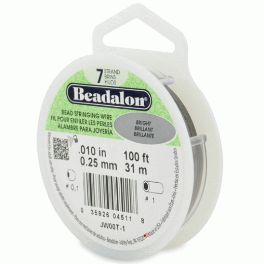 Bright, 0.10, 100ft Reel Beadalon 7 Strand Beading Wire, JW00T-1