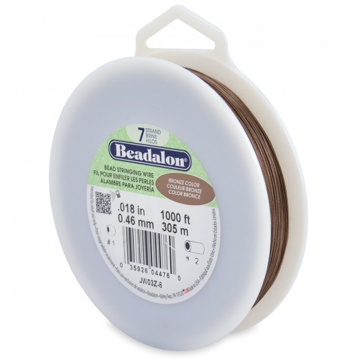 Bronze, 0.018", 1,000ft Reel 7 Strand Beadalon Beading Wire, JW03Z-8