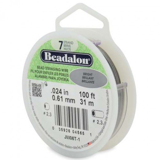 Bright, 0.24 inch, 100ft Reel 7 Strand Beadalon Beading Wire, JW06T-1