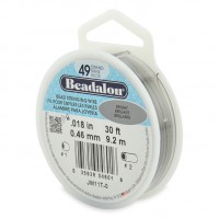 Bright 0.018" Beadalon 49 Strand Professional Beading Wire, 30ft Reel - JW11T-0