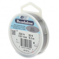 Bright 0.024" Beadalon 49 Strand Professional Beading Wire, 30ft Reel - JW12T-0