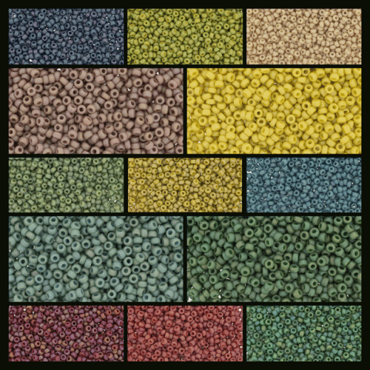 Size 6 Miyuki Frost Opaque Glazed Rainbow Collection, 15 colours, 142g in total