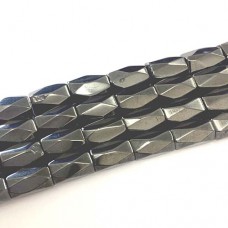 Magnetised Faceted Tube Beads, Hematite Style, approx. 50pcs