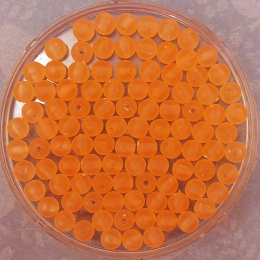 6mm Acrylic Matte Round Beads, Orange, Pack of 100