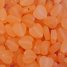 8mm Acrylic Matte Heart Beads, Orange-Peach, Pack of 20