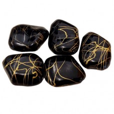 Acrylic Veined Beads, Black Pebble, 30mm, Pack of 5