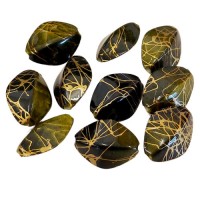 Acrylic Veined Beads, Khaki Diamond, 25x20mm, Pack of 10