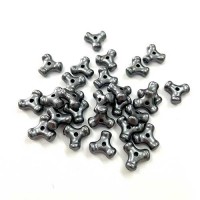 9mm Triangle / Snowflake Spacers, Hematite, Approx. 50 beads 