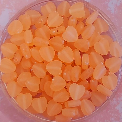 8mm Acrylic Matte Heart Beads, Orange-Peach, Pack of 100