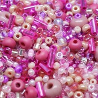Pink Seed Bead Mix, Approx 10 Grams