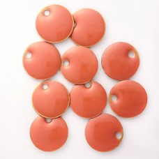 Enamel Circle Tag Charms in Orange, pack of 10
