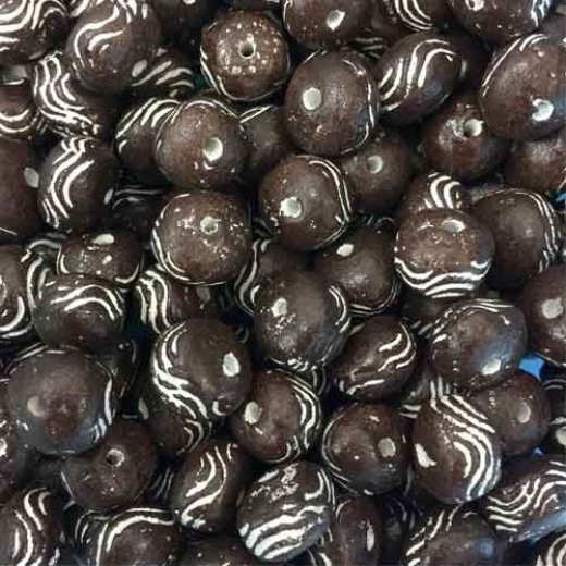 Oval Round Clay Beads, Brown, Pack of 10