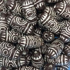 Long Oval Clay Beads, Brown, Pack of 5