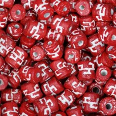 6 x 8mm Small Tube Clay Beads, Red, Pack of 20