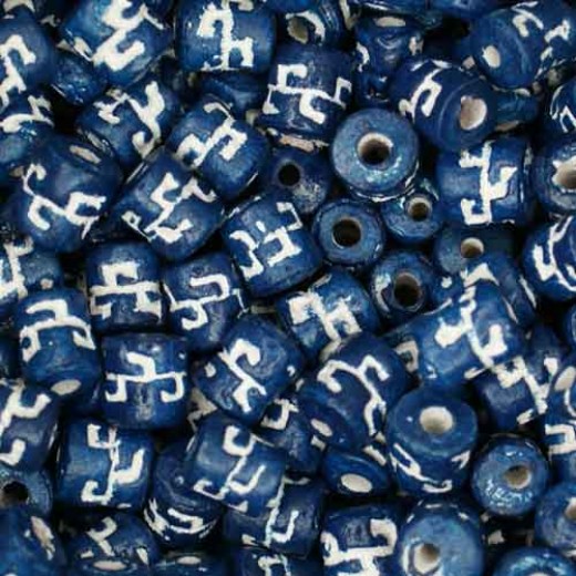 6 x 8mm Small Tube Clay Beads, Dark Blue, Pack of 20